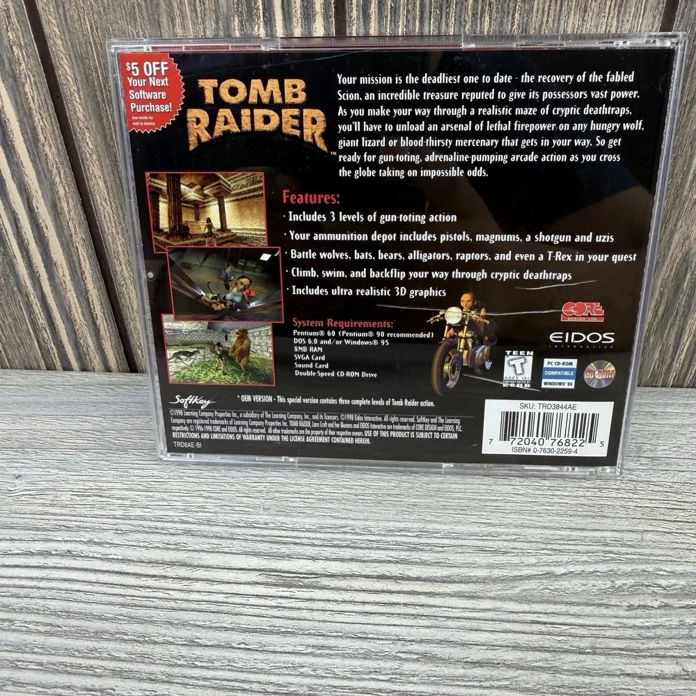 Tomb Raider (PC CD, 1998) Complete in Case Very Good Condition Eidos Tested